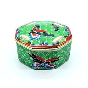 Vintage Takahashi Cloisonne Hand-Painted Floral Porcelain Trinket Box